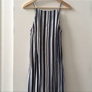Topshop stripes long dress high neck side slit